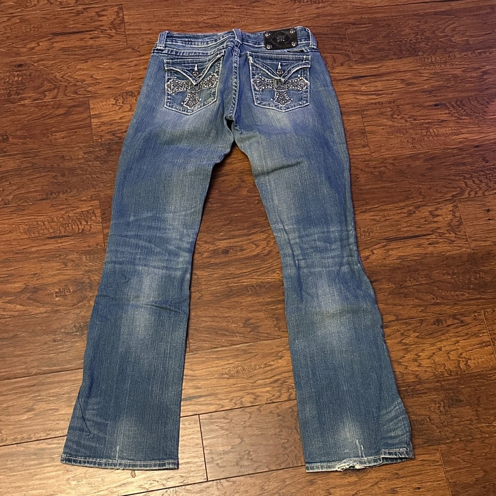 Miss Me Blue Boot Cut Jeans with Embellished Pockets